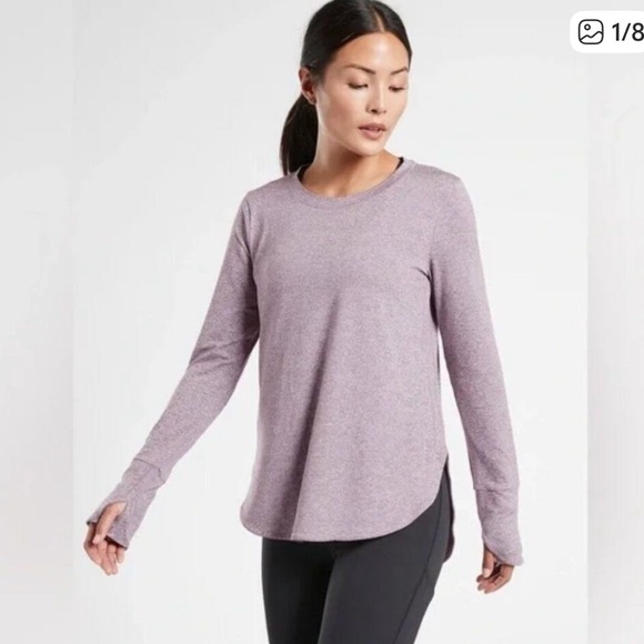 Athleta Tops - Athleta Uptempo Heathered Lavender Long Sleeve Top